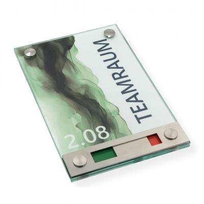 Tuerschild VITRUM Frei Belegt Rot Grün aus Glas 130 200 mm